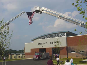 Flags flying outside the Burlington County Emergen